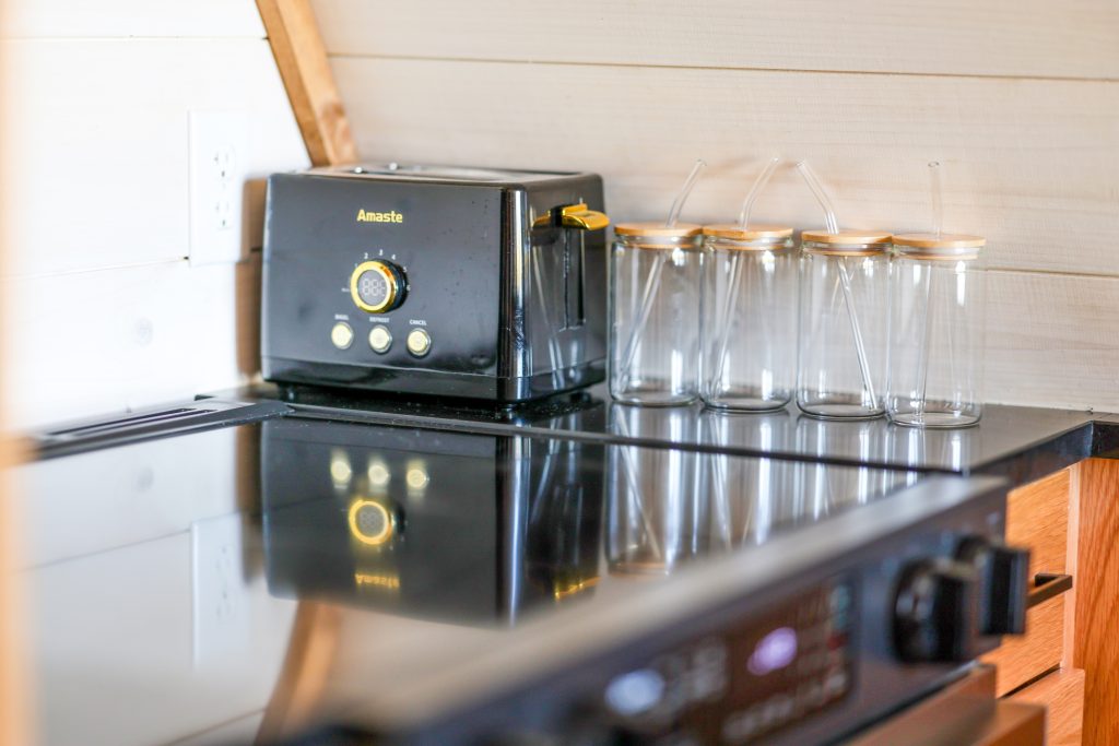 Kitchen items setting on countertop of Hostetler Custom Cabinets.